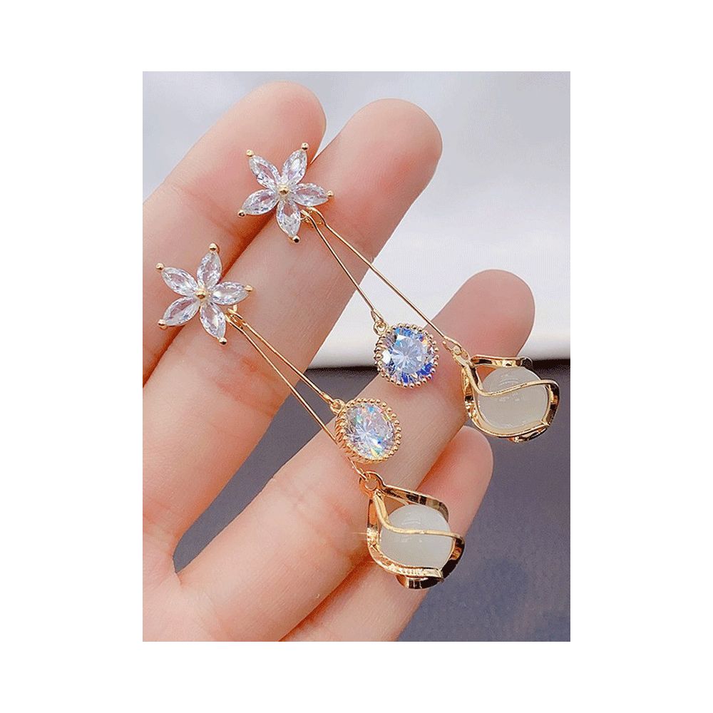 925 sterling silver earrings women s new popular earrings slim and round face Korean version high end temperament long style super sparkling earrings image 0