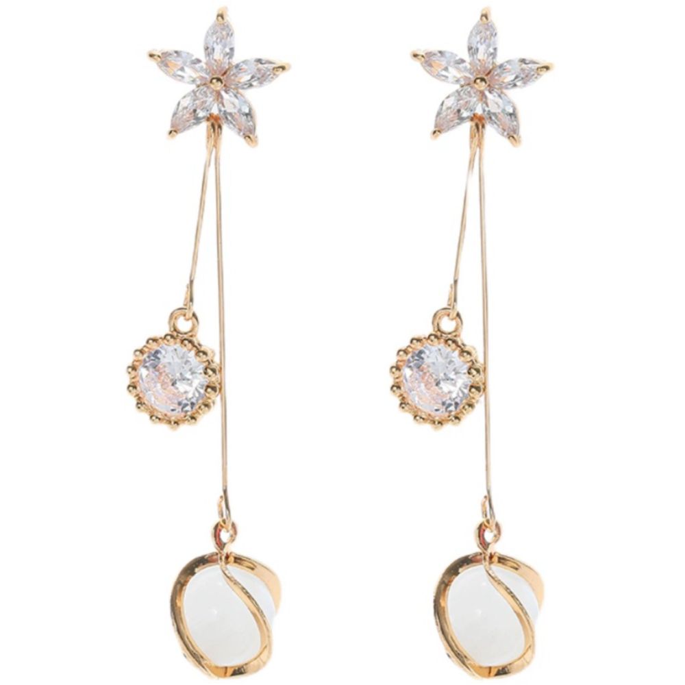 925 sterling silver earrings women s new popular earrings slim and round face Korean version high end temperament long style super sparkling earrings image 4