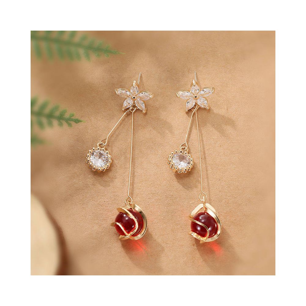 925 sterling silver earrings women s new popular earrings slim and round face Korean version high end temperament long style super sparkling earrings