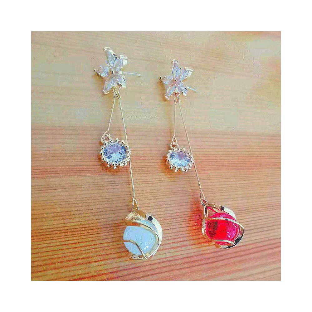 925 sterling silver earrings women s new popular earrings slim and round face Korean version high end temperament long style super sparkling earrings