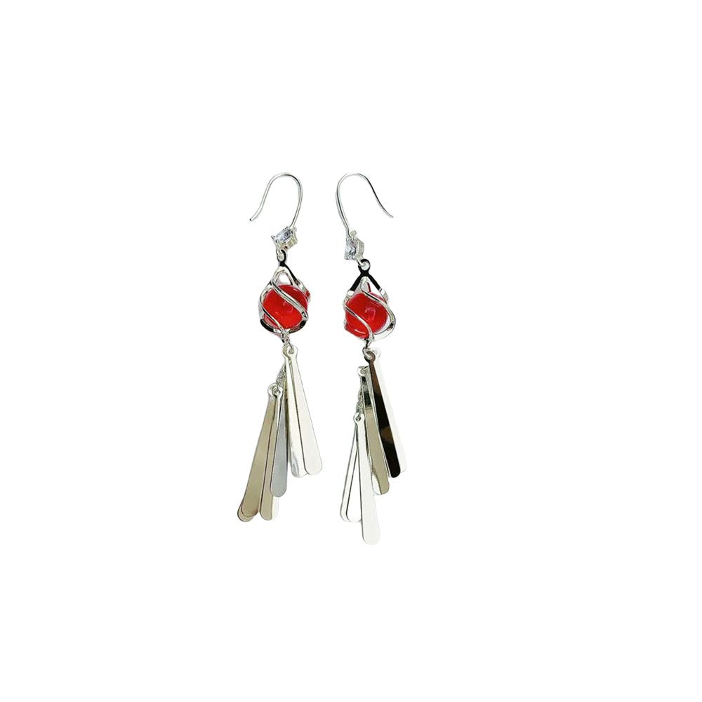 Japanese and Korean internet famous trendy tassel sequin earrings for women with a high end temperament and a long personalized fashionable and versatile earring design image 4