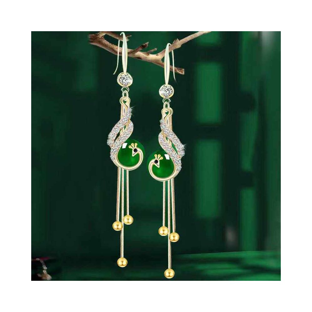 2025 New Chinese Green Pearl Peacock tassel Earrings Women s Long Earrings with Vintage Phoenix Earrings and Chinese Style Earrings