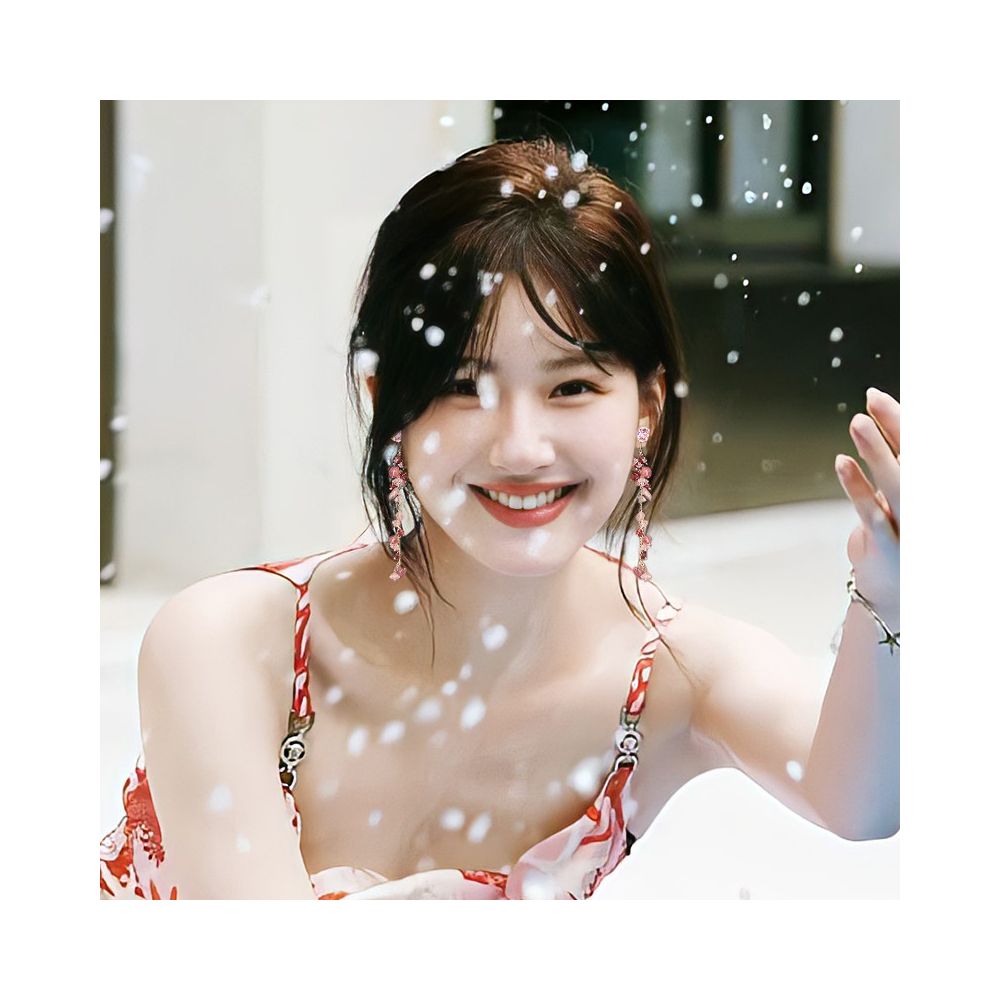 Pink gravel ear clip without ear hole women s new tassel earrings long version earrings seaside vacation style earrings earrings image 4