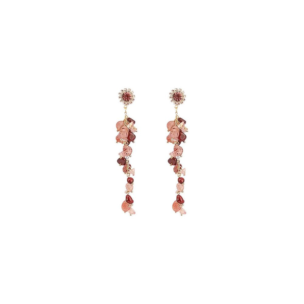Pink gravel ear clip without ear hole women s new tassel earrings long version earrings seaside vacation style earrings earrings image 5