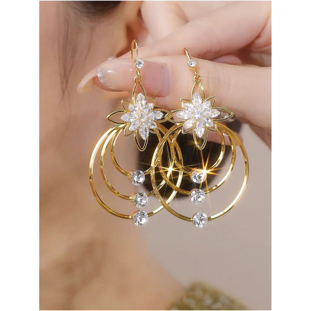 Exaggerated design sense multi layered large circle earrings women s fashion personality big brand light luxury high end feeling earrings European and American earrings image 0