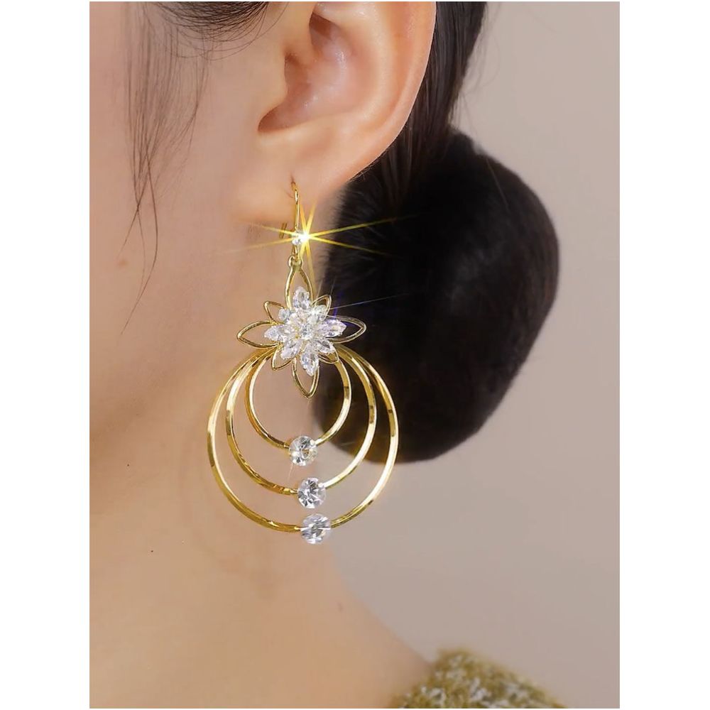 Exaggerated design sense multi layered large circle earrings women s fashion personality big brand light luxury high end feeling earrings European and American earrings image 4