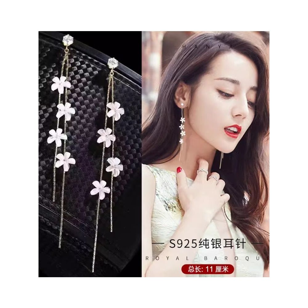 2025 New Trendy Long Style Tassel Earrings Anti Allergy 999 Pure Silver Earrings Internet Famous Immortal Charm Earrings Versatile image 1