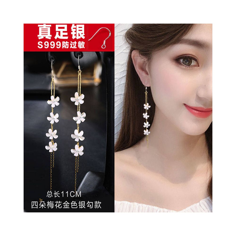 2025 New Trendy Long Style Tassel Earrings Anti Allergy 999 Pure Silver Earrings Internet Famous Immortal Charm Earrings Versatile