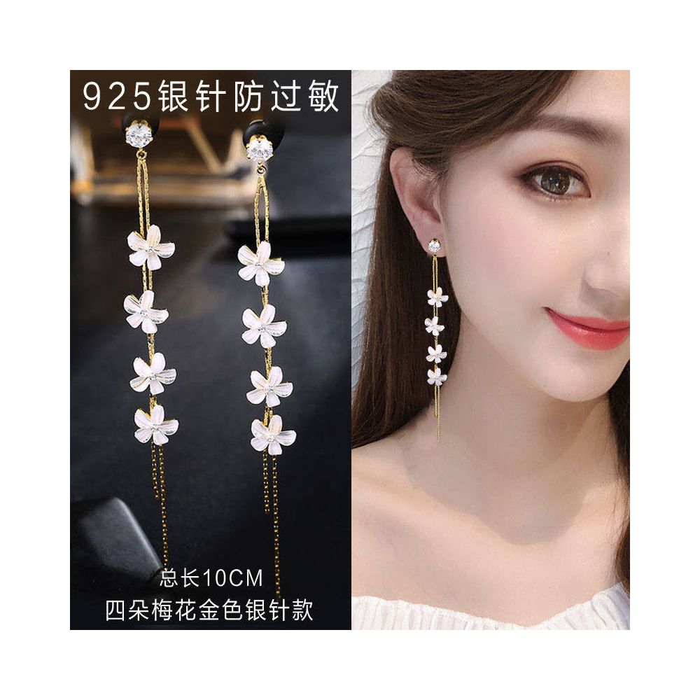 2025 New Trendy Long Style Tassel Earrings Anti Allergy 999 Pure Silver Earrings Internet Famous Immortal Charm Earrings Versatile
