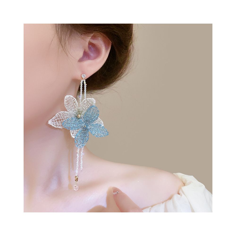 Handmade Embroidery Color Contrasting Beads Flower Earrings Women s Exaggerated Atmosphere Seaside Earrings Tourism Vacation Style Earrings Earrings image 2