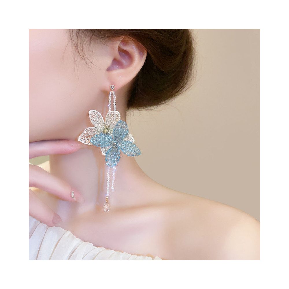 Handmade Embroidery Color Contrasting Beads Flower Earrings Women s Exaggerated Atmosphere Seaside Earrings Tourism Vacation Style Earrings Earrings image 3