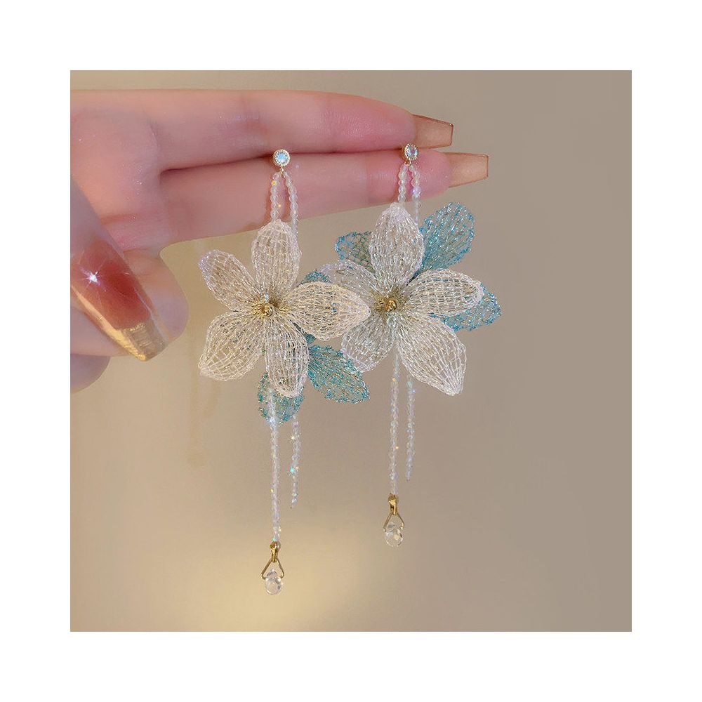 Handmade Embroidery Color Contrasting Beads Flower Earrings Women s Exaggerated Atmosphere Seaside Earrings Tourism Vacation Style Earrings Earrings image 4