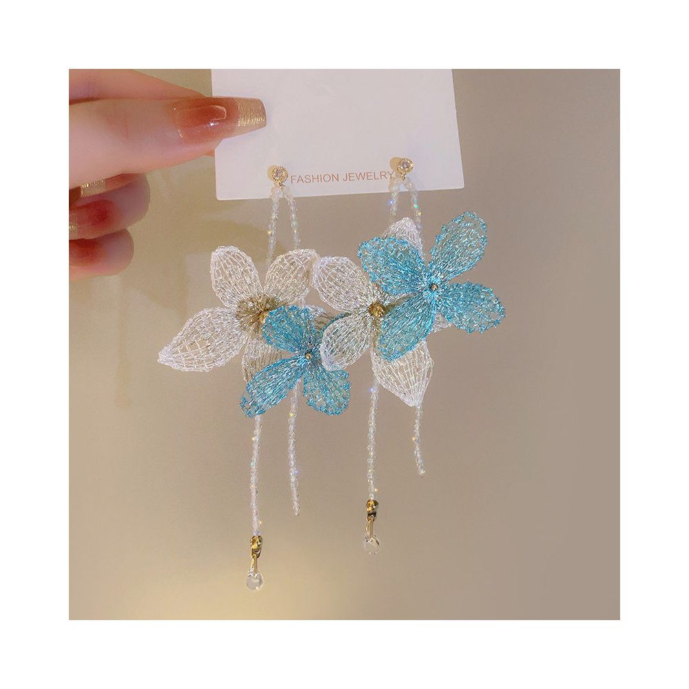Handmade Embroidery Color Contrasting Beads Flower Earrings Women s Exaggerated Atmosphere Seaside Earrings Tourism Vacation Style Earrings Earrings