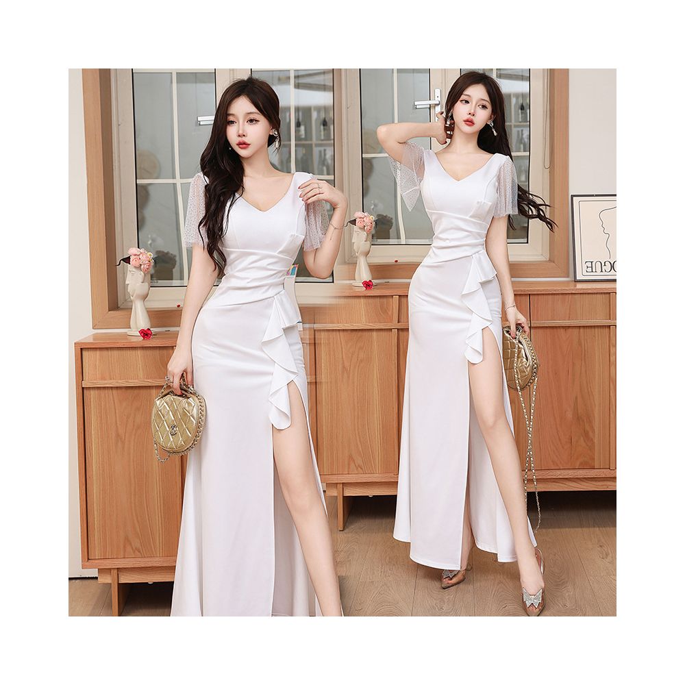 Long evening dress for women nightclub KTV nightclub hostess long dress bathhouse sauna technician uniform image 2
