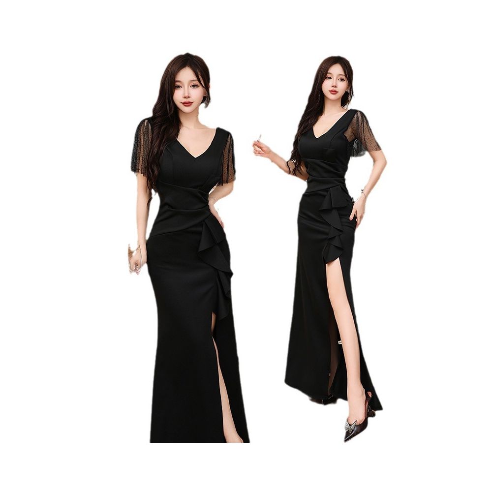 Long evening dress for women nightclub KTV nightclub hostess long dress bathhouse sauna technician uniform image 4