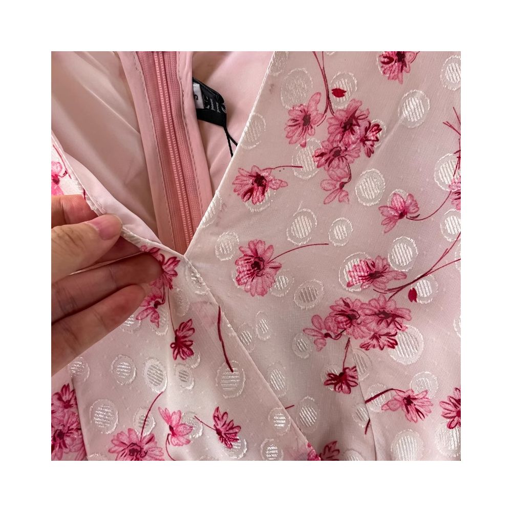 Summer French retro gentle style ruffled V neck fishtail bodycon chiffon floral dress fashion formal dress image 3