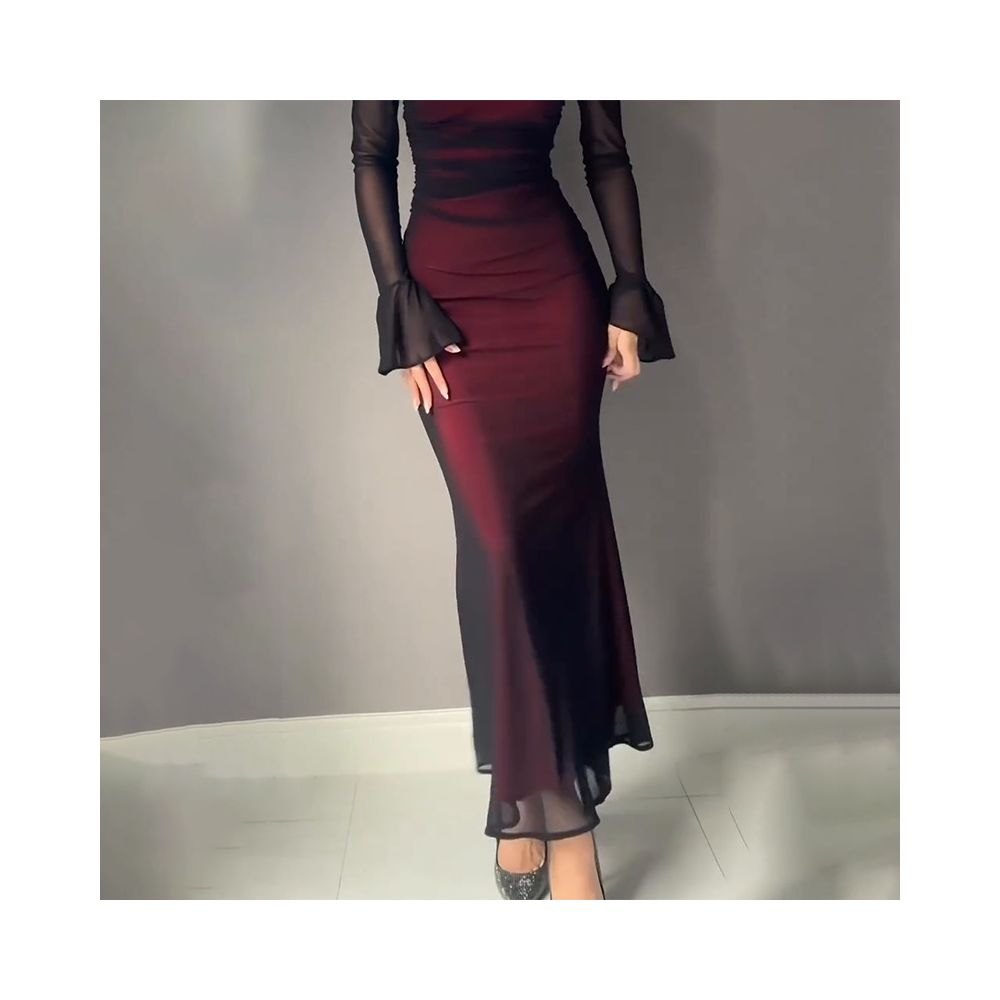 2025 Autumn European American Amazon Cross Border Foreign Trade New Fashion Solid Color Long Sleeve Strapless Bodycon Slim Fit Dress image 1