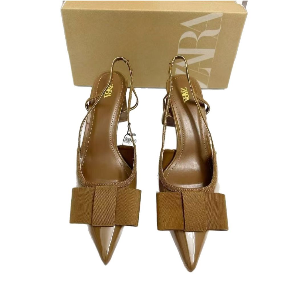 ZA Women s Shoes 2025 New Style Chunky Heel Elegant High Heels Closed Toe Shallow Mouth Back Strap Women s Single Shoes image 4