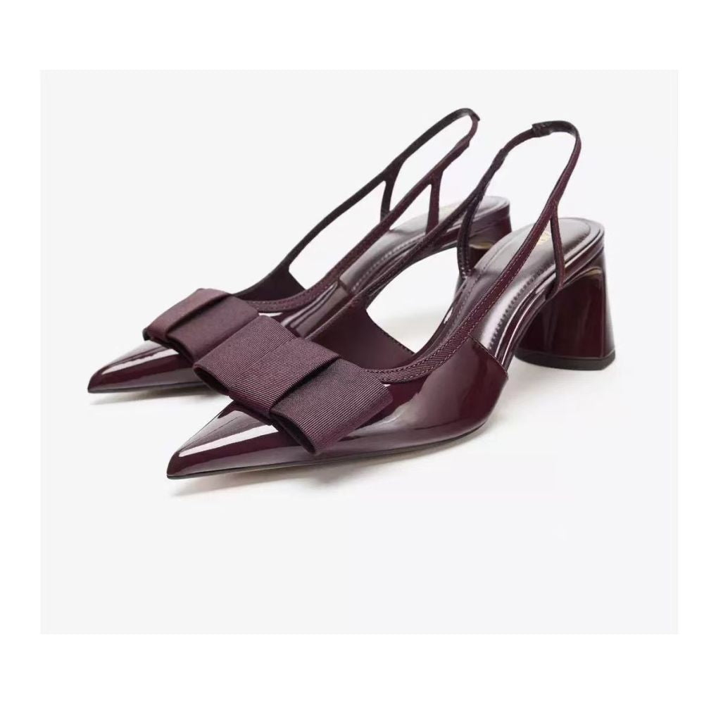 ZA Women s Shoes 2025 New Style Chunky Heel Elegant High Heels Closed Toe Shallow Mouth Back Strap Women s Single Shoes