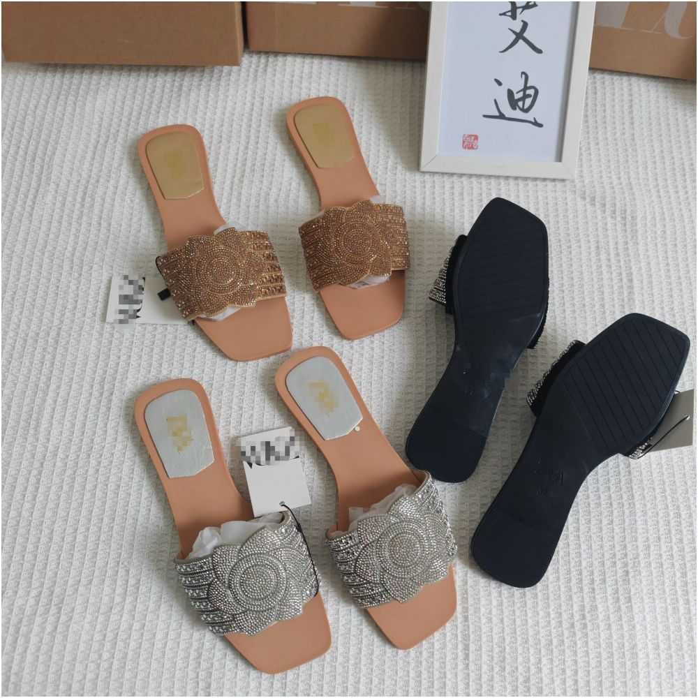 New cross border European and American style ZAR rhinestone fashion flat sandals one strap sandals for women image 1