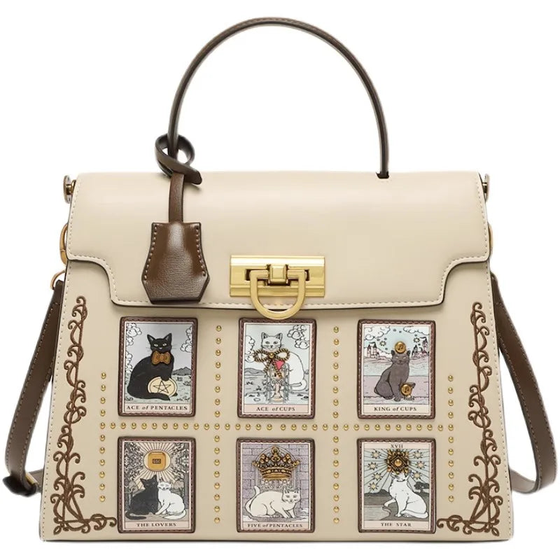 2025 Luxury and New Fashion Tote Bag with Delicate Cat Painting and Pattern Women's  Popular and Premium Quality Handheld Bag