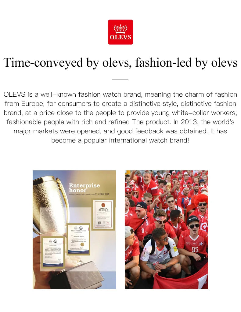 OLEVS Top Brand New Women Fashion Quartz Watch Waterproof Luxury Women Watches Stainless Steel Strap Date Clock Lady