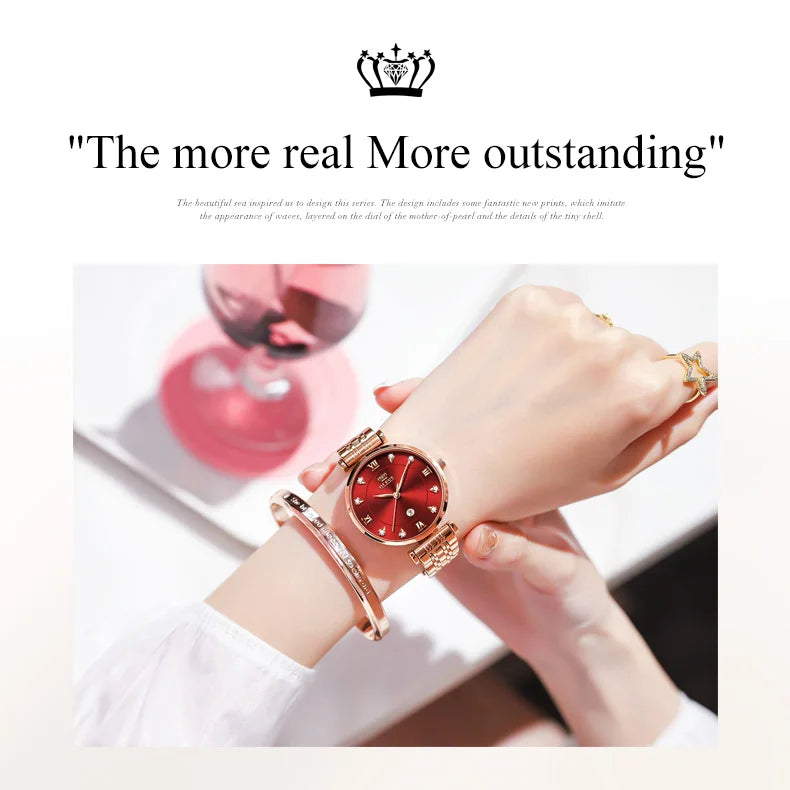 OLEVS Top Brand New Women Fashion Quartz Watch Waterproof Luxury Women Watches Stainless Steel Strap Date Clock Lady