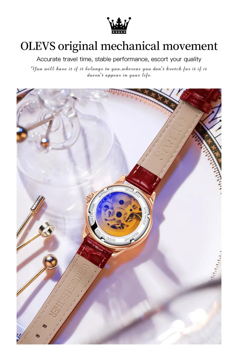 OLEVS Ceramic Diamond Women Watches Luxury Brand Musical Note Automatic Mechanical Watch Women Relogio Feminino Gift