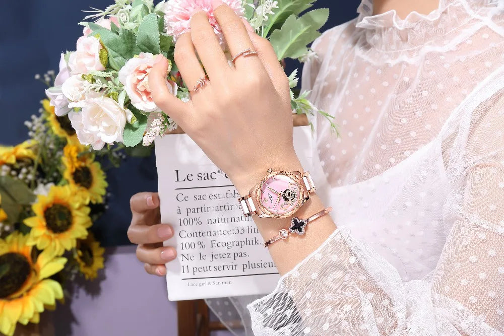 2025 New Designer Mechanical Watches Women Luxury Top Brand Ceramic Stainless Steel Diamond Music Ladies Automatic Wristwatches