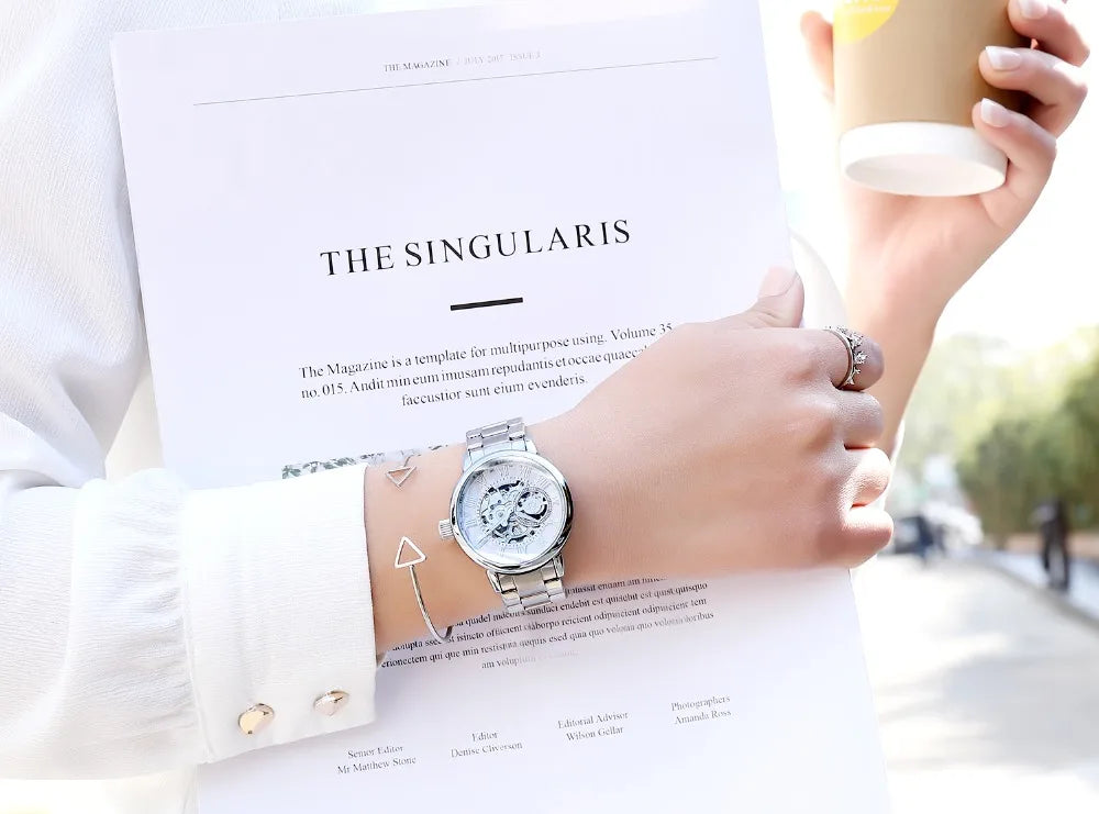 2025 New Designer Mechanical Watches Women Luxury Top Brand Ceramic Stainless Steel Diamond Music Ladies Automatic Wristwatches