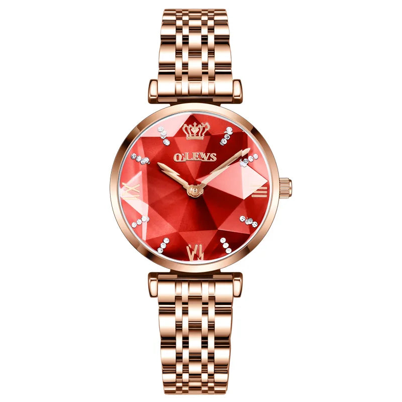 OLEVS New Women Luxury Jewel Quartz Watches Waterproof Stainless Steel Strap Watch For Women Fashion Date Clock Diamond Mirror