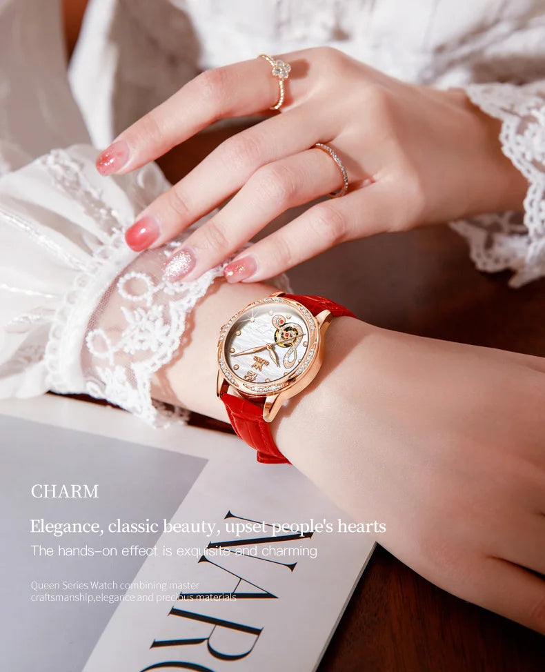 OLEVS Ceramic Diamond Women Watches Luxury Brand Musical Note Automatic Mechanical Watch Women Relogio Feminino Gift