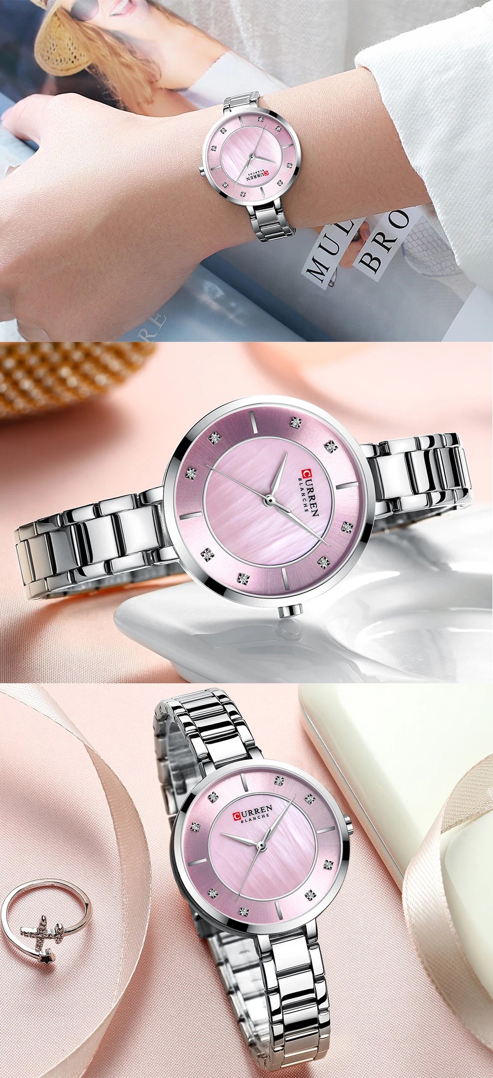 Curren Woman Watches Rose Gold Top Brand Luxury Watch Women Quartz Waterproof Women's Wristwatch Ladies Girls Watches Clock