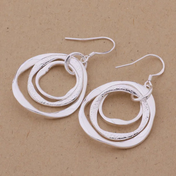 Production charm women lady Valentine's gift  silver color circles earringscharm Women free shipping  jewelry