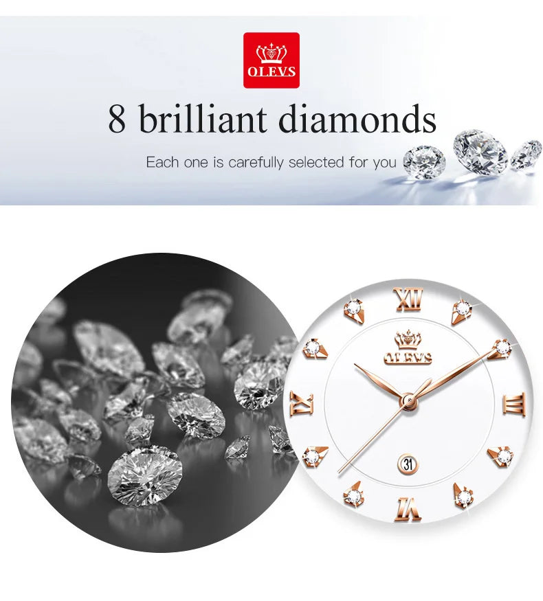 OLEVS Top Brand New Women Fashion Quartz Watch Waterproof Luxury Women Watches Stainless Steel Strap Date Clock Lady