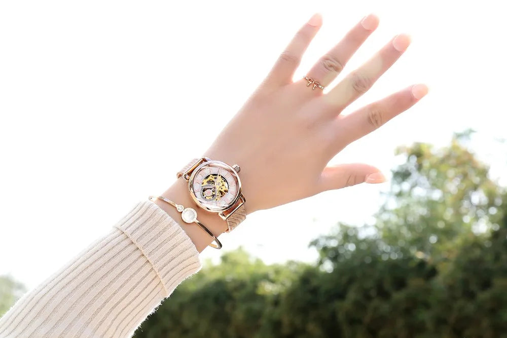 2025 New Designer Mechanical Watches Women Luxury Top Brand Ceramic Stainless Steel Diamond Music Ladies Automatic Wristwatches