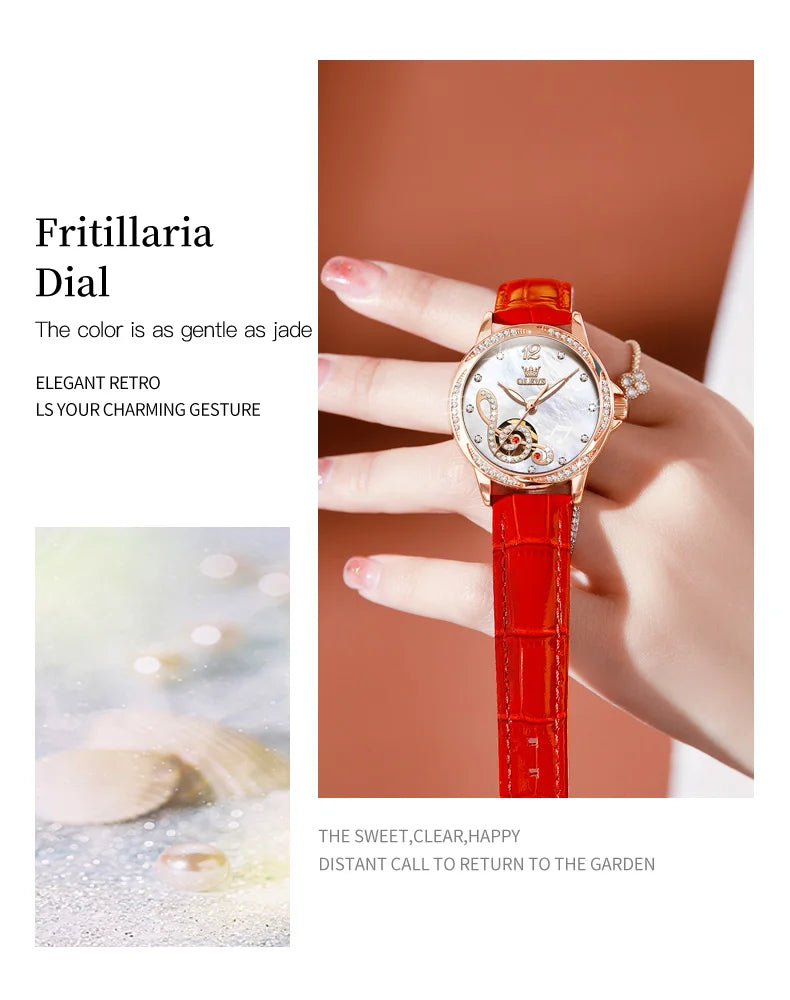 OLEVS Ceramic Diamond Women Watches Luxury Brand Musical Note Automatic Mechanical Watch Women Relogio Feminino Gift