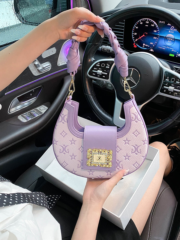 SKT STY's trendy embossed crescent moon bag for women