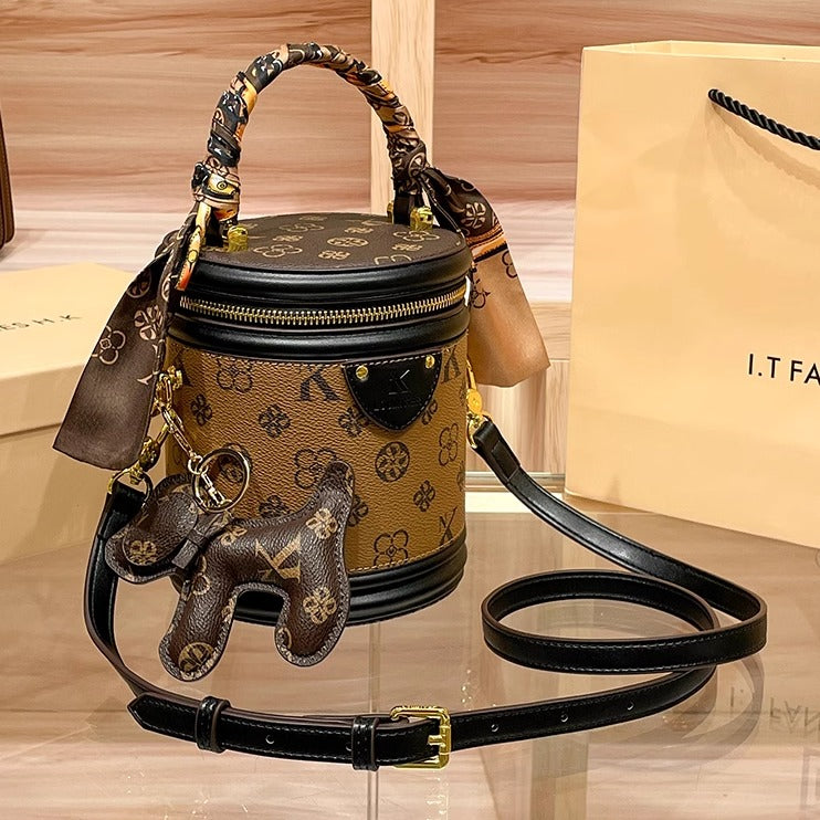 Hong Kong genuine leather bucket bag for women