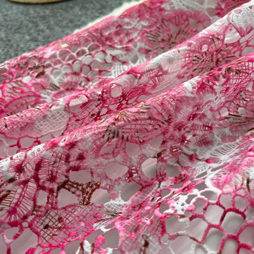 Designer Runway Summer White Flower Embroidery Evening Dress Women Short Sleeve Sexy Hollow Out Waist Long Vestidos Lace Dresses