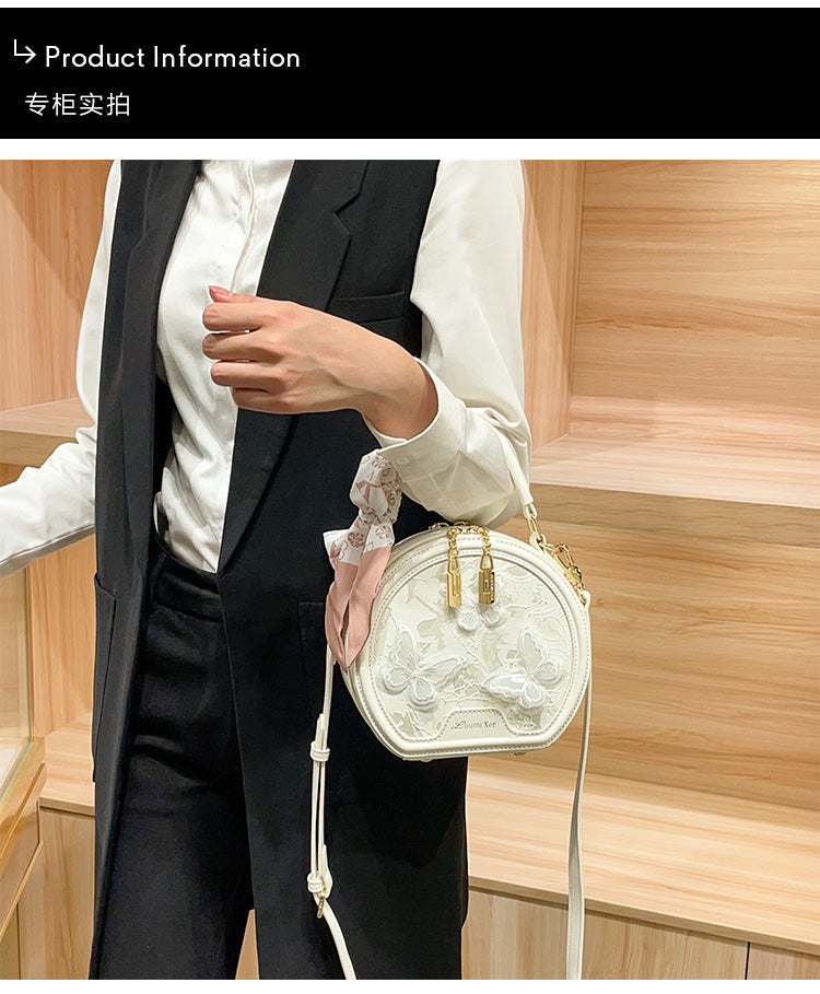 Hong Kong Women's Handbag 2025 New Lace Butterfly Handbag, High-End Shoulder/Crossbody