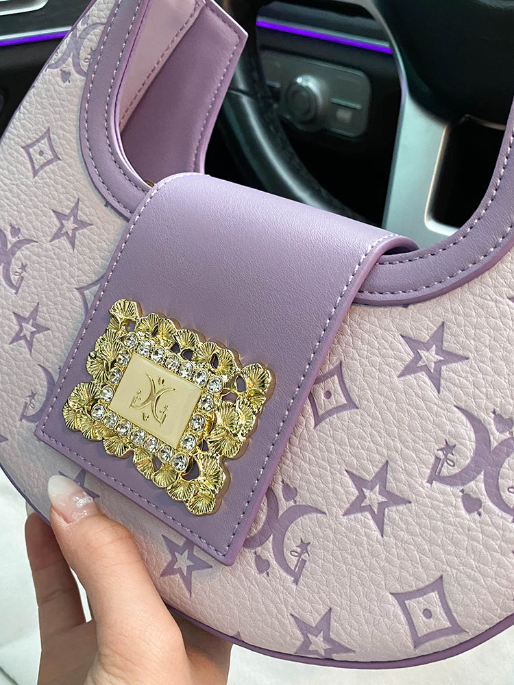 SKT STY's trendy embossed crescent moon bag for women