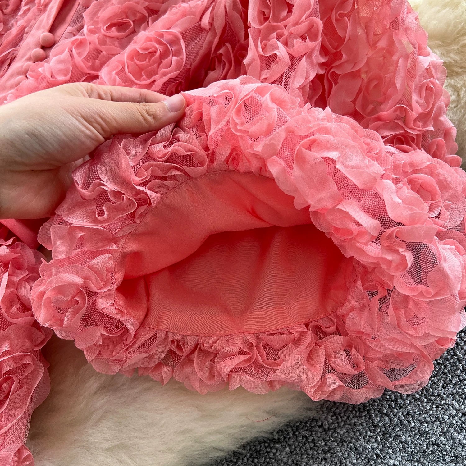 Luxury 3D Flower Formal Evening Dress Women Summer Single Breasted Loose Oversize Belt Lace Up Long Dresses Female Party Vestido