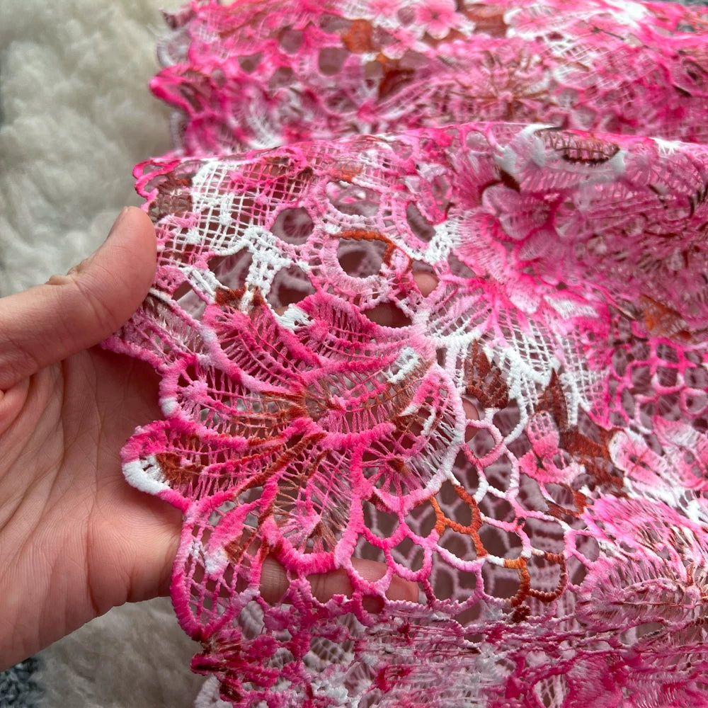 Designer Runway Summer White Flower Embroidery Evening Dress Women Short Sleeve Sexy Hollow Out Waist Long Vestidos Lace Dresses