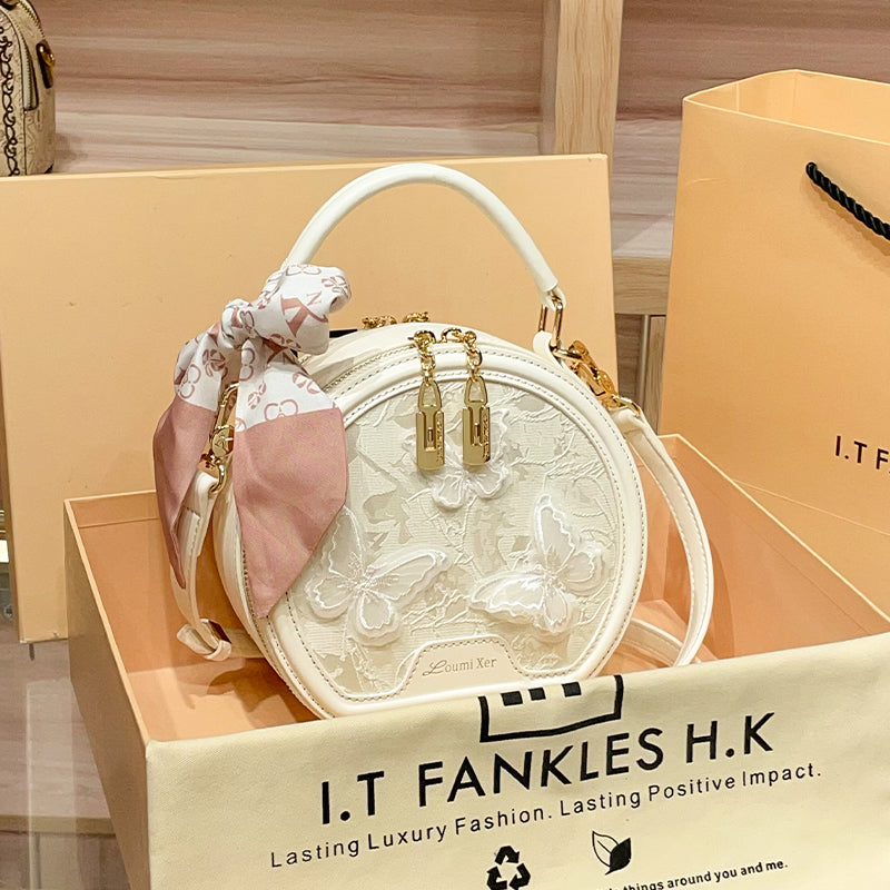 Hong Kong Women's Handbag 2025 New Lace Butterfly Handbag, High-End Shoulder/Crossbody