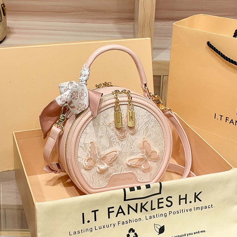 Hong Kong Women's Handbag 2025 New Lace Butterfly Handbag, High-End Shoulder/Crossbody