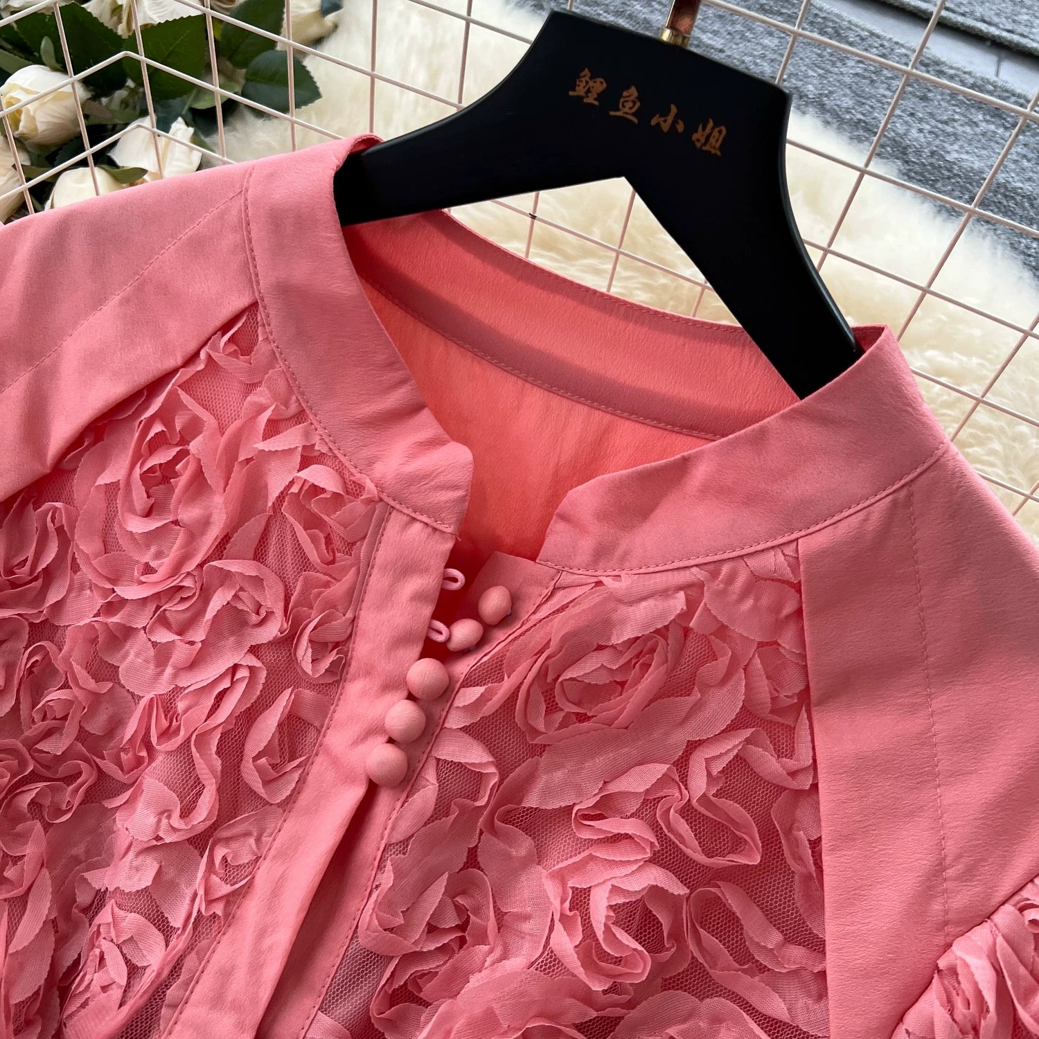 Luxury 3D Flower Formal Evening Dress Women Summer Single Breasted Loose Oversize Belt Lace Up Long Dresses Female Party Vestido