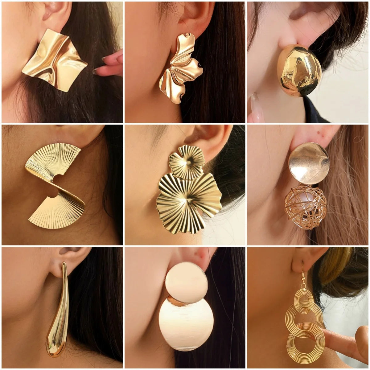 Minimalism Personality Metal Drop Earrings for Women Leaf Round Water Droplet Butterfly Twist Metal Earrings Geometry Jewelry