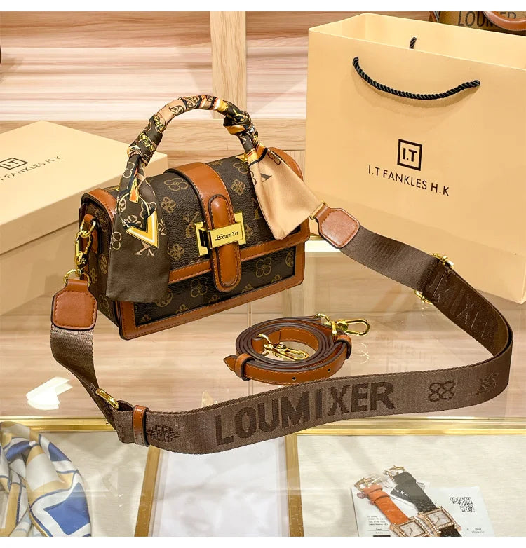 Brand women's handbag 2025 new autumn and winter designer shoulder crossbody bag fashionable and high-end small square bag