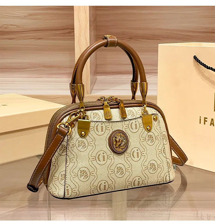 Light luxury brand women's handbag 2025 new retro versatile high-end lightweight single shoulder crossbody bag shell bag